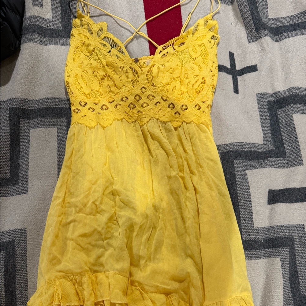 FP Movement by Free People Yellow Lace Dress